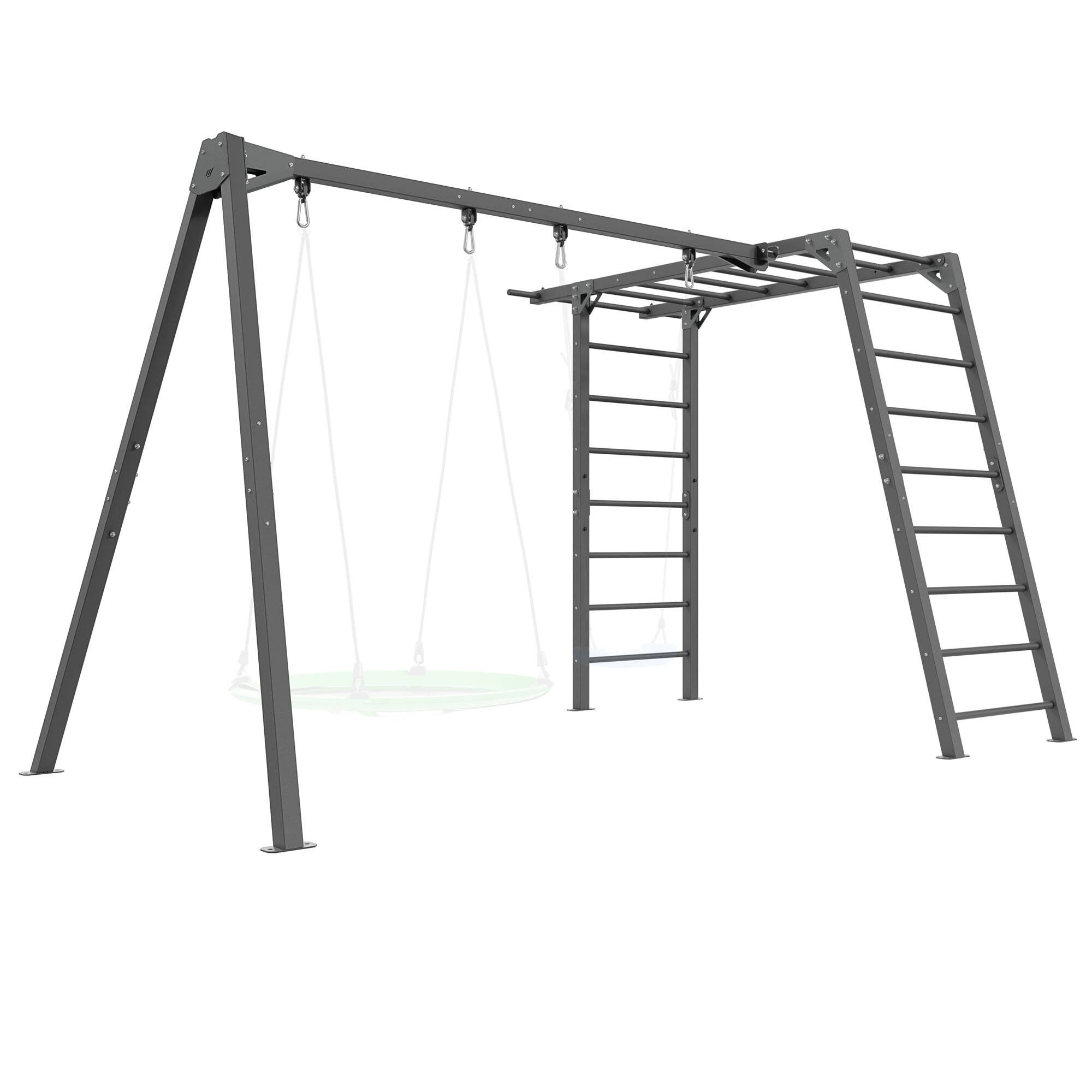 Marbo Sport Outdoor PREMIUM MO-Z7 – kompletná vonkajšia gymnastická zostava s dvojmiestnym hojdačkovým rámom
