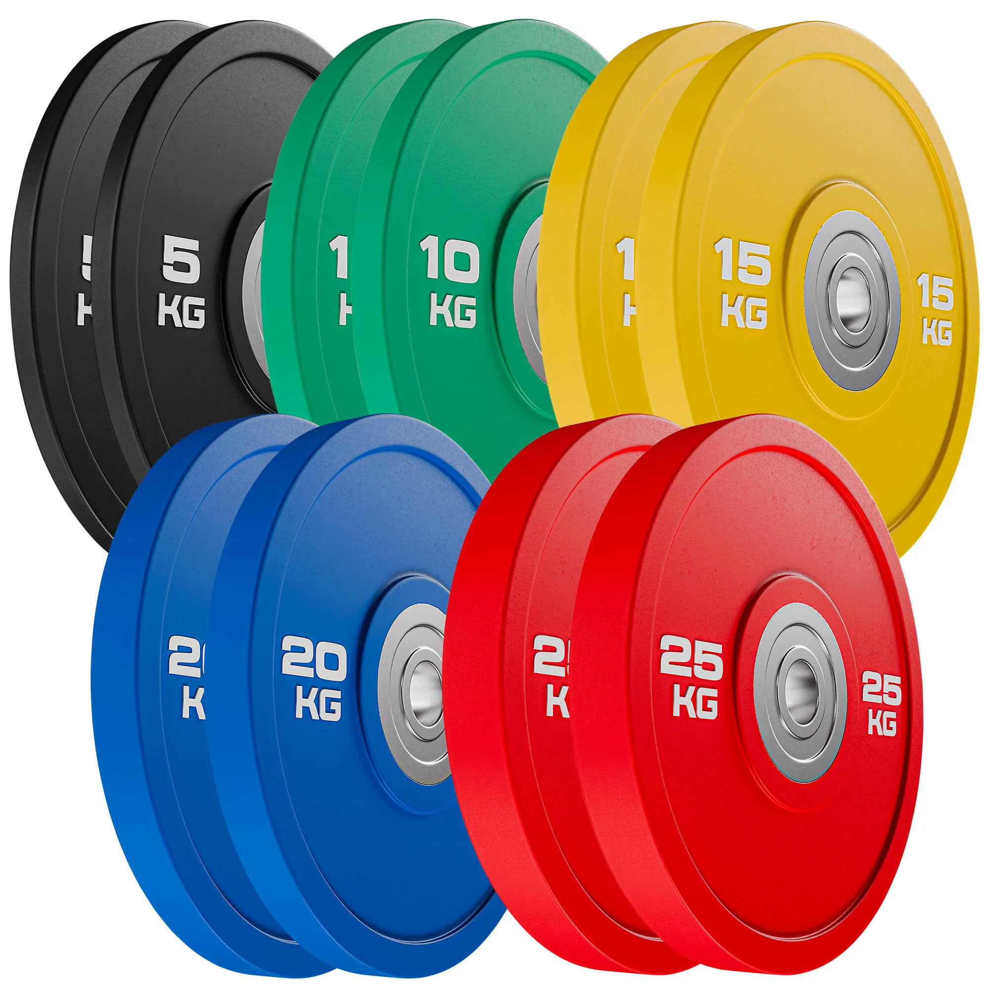 Sada olympijských PU bumper kotúčov UpForm 150 kg s otvorom 51 mm