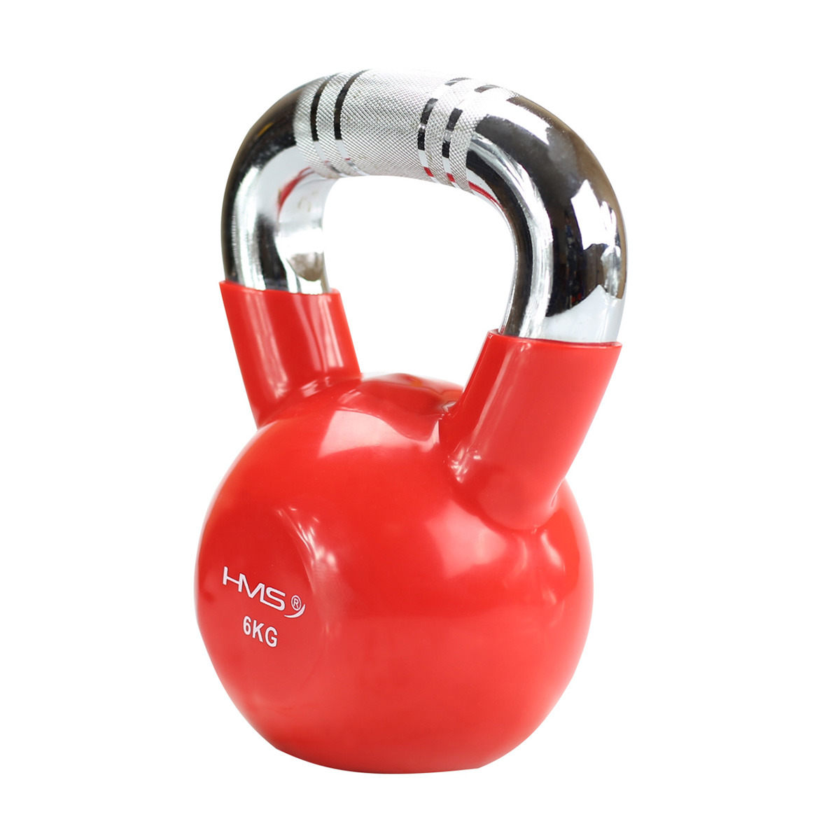 Kettlebell 6 Kg železný pogumovaný s chrómovaným úchopom HMS