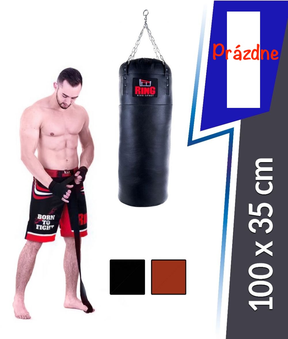 Boxerské vrece Premium z pravej kože 100x35 cm nevyplnené Ring Sport