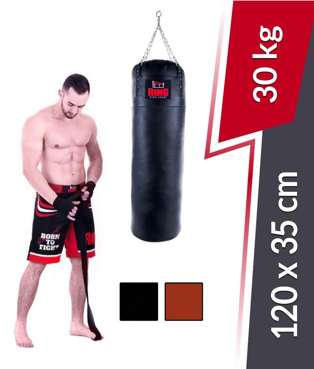 Boxerské vrece Premium z pravej kože 120x35 cm 30 Kg Ring Sport