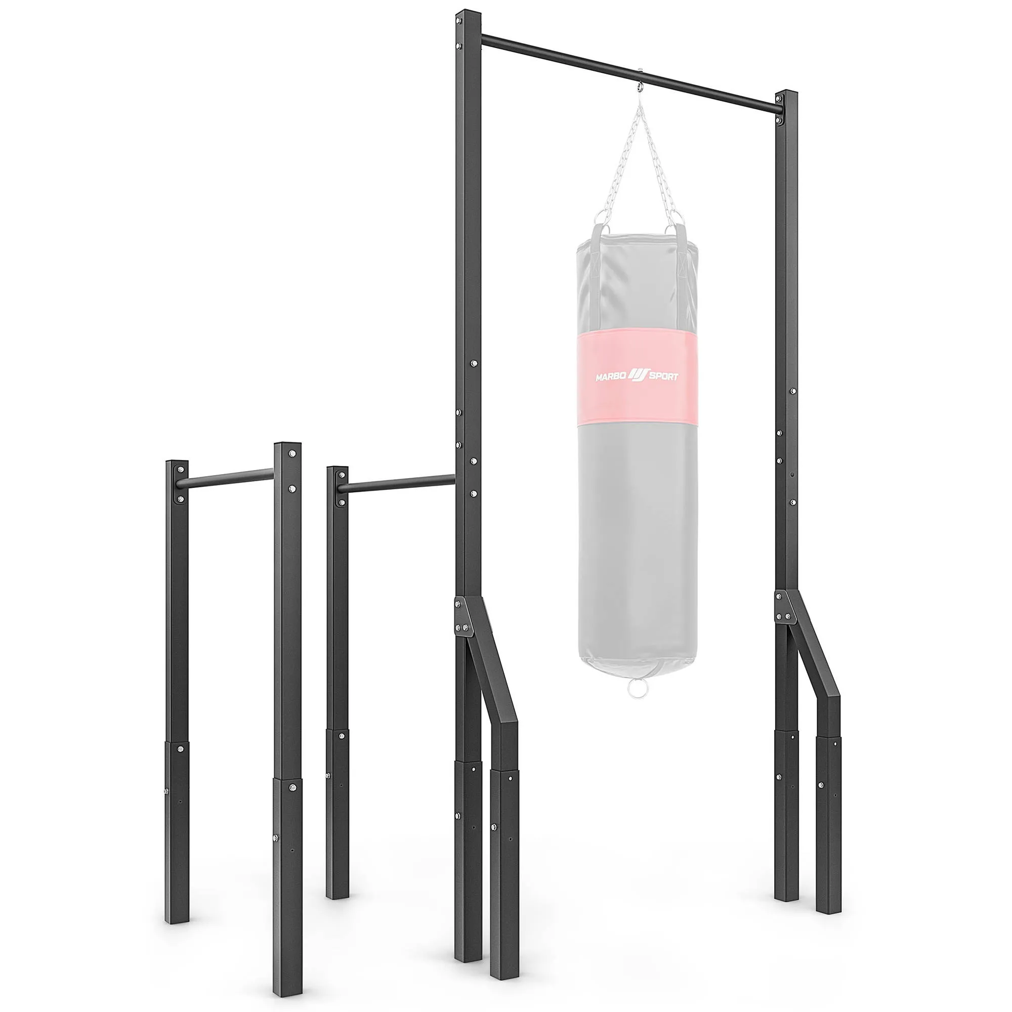 Vonkajšia hrazda na zhyby s bradlami a hákom na boxovacie vrece Marbo Sport Outdoor MO-Z2 – nosnosť 110 kg