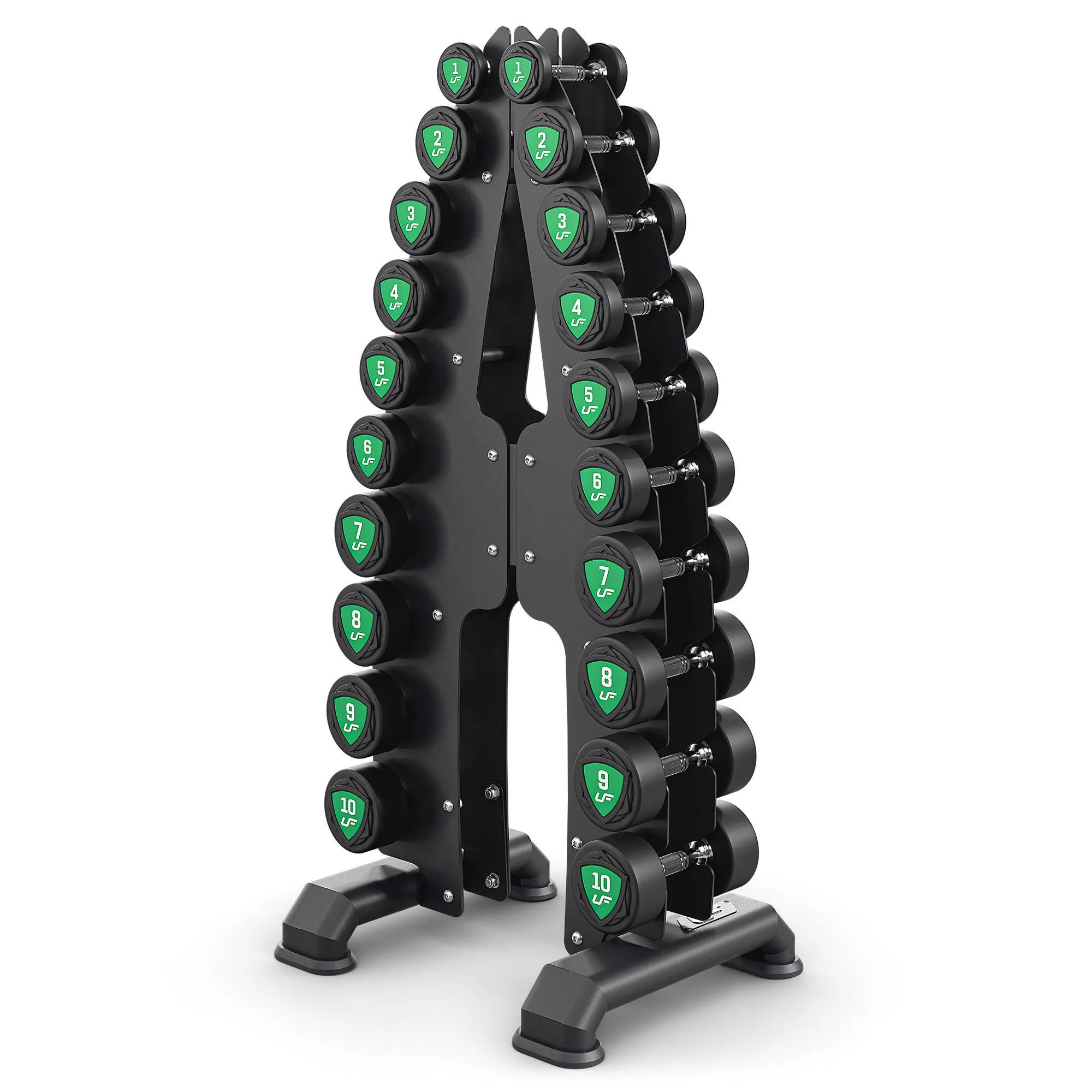 Sada polyuretánových jednoručiek UpForm 1–10 kg so stojanom UR-S005 – 110 kg
