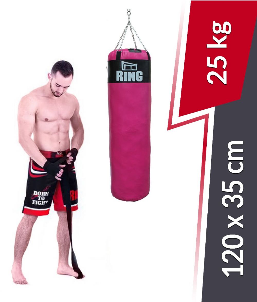 Boxerské vrece model SUPER 120/35 vyplnené 25 Kg Ring Sport ružové