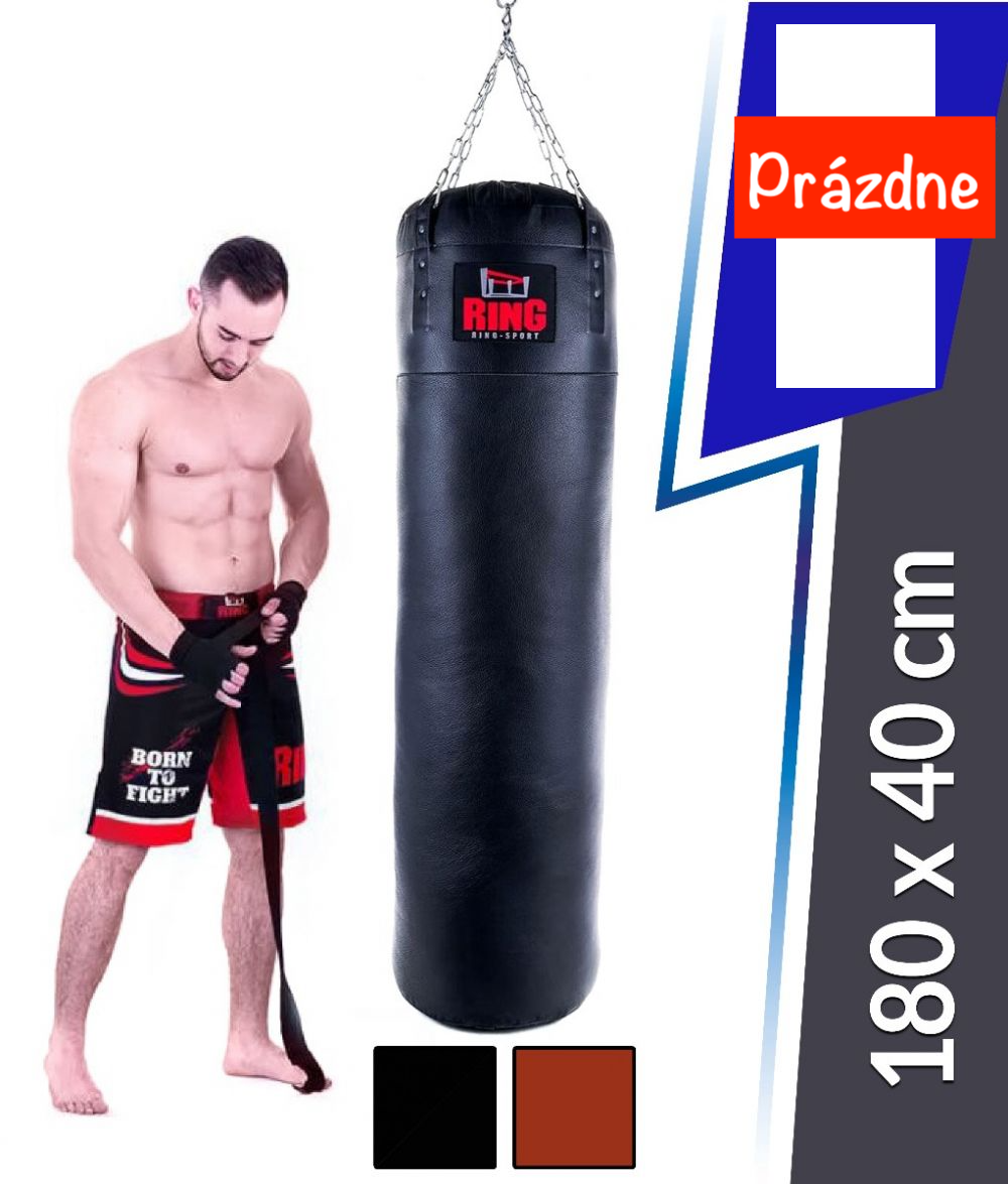 Boxerské vrece Premium z pravej kože 180x40 cm nevyplnené Ring Sport