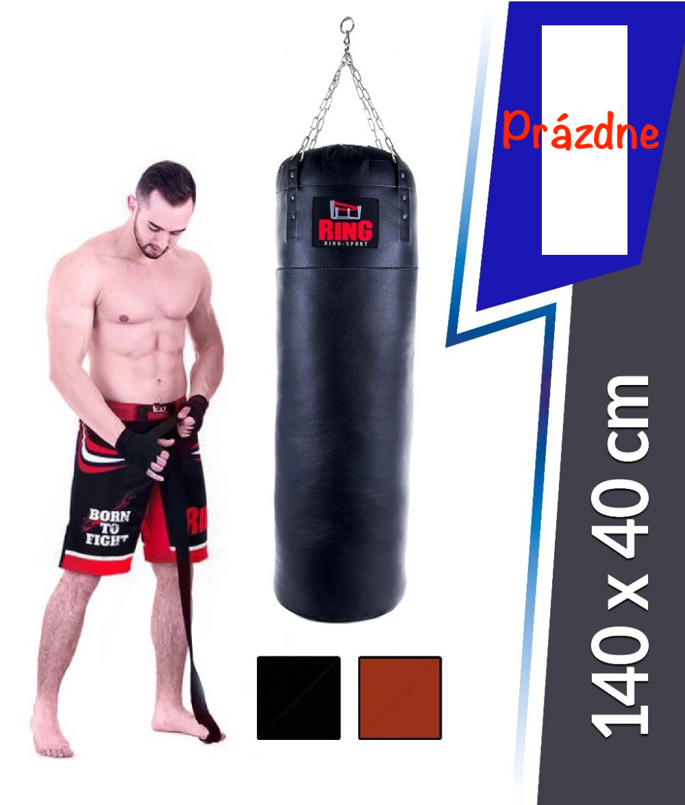 Boxerské vrece Premium z pravej kože 140x40 cm nevyplnené Ring Sport