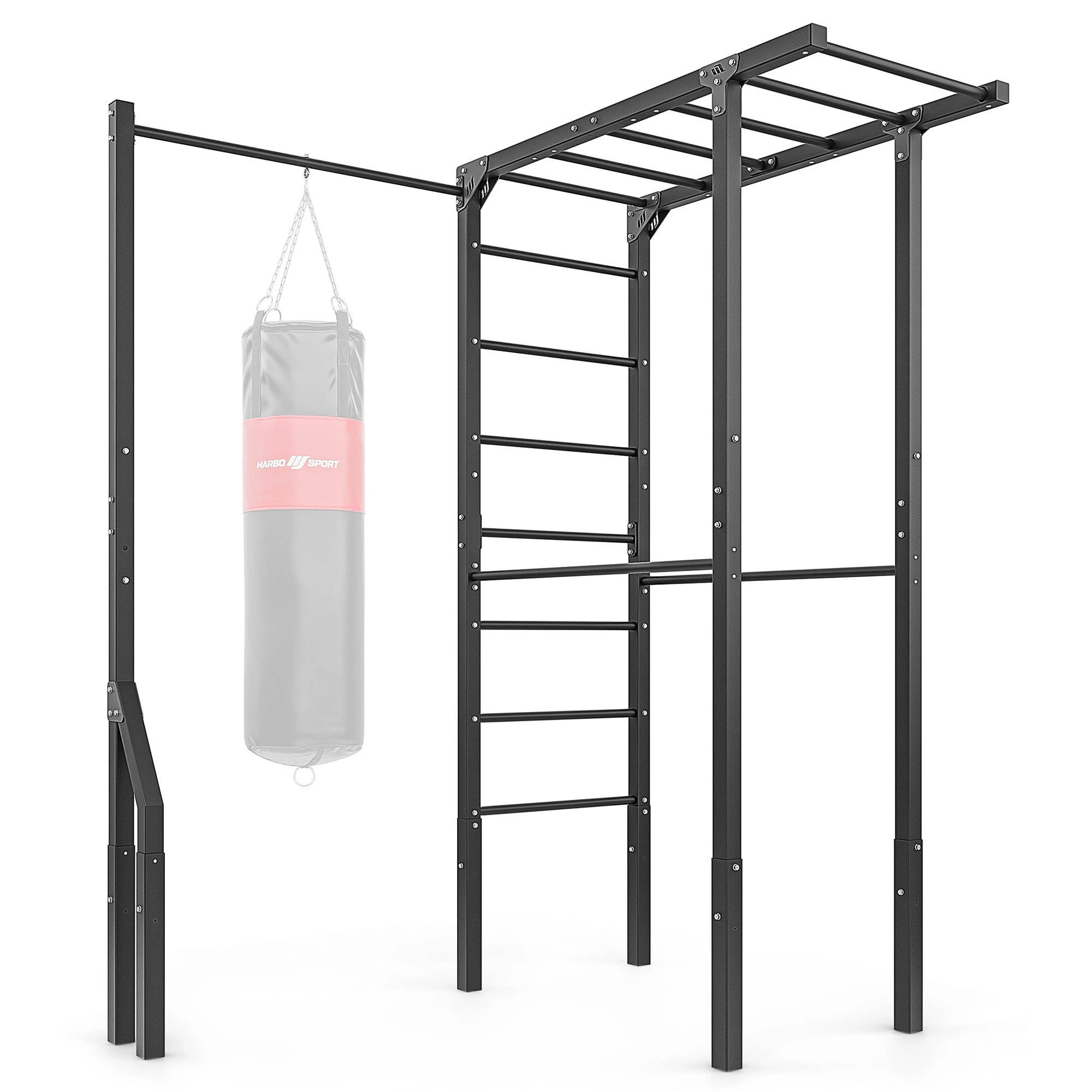 Marbo Sport MO-Z4 – hrazda na zhyby MO-005 pripojená ku gymnastickým rebrinám MO-003