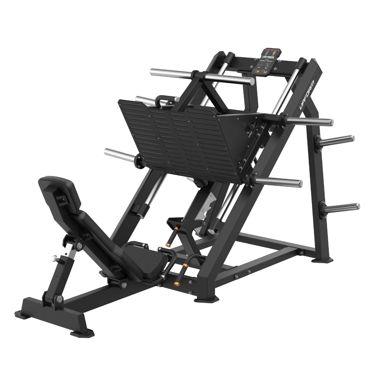 Profesionálny leg press na kotúče UpForm Elite URQ-206 – posilňovací stroj na nohy s lineárnym vedením