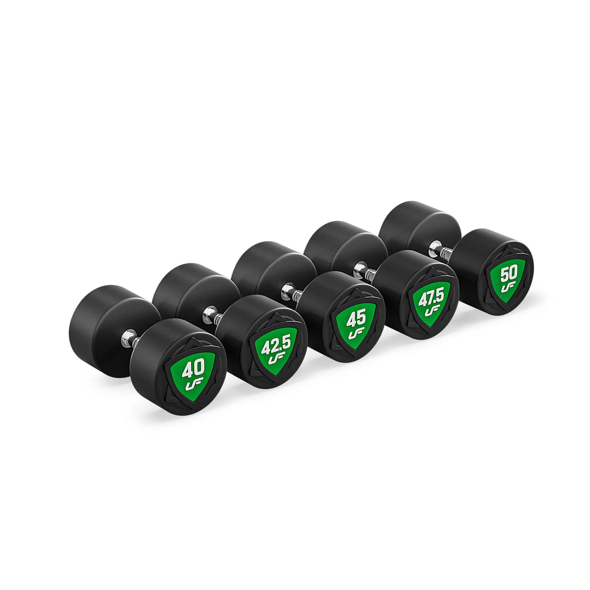 Sada pevných jednoručiek UpForm 40–50 kg na silový tréning